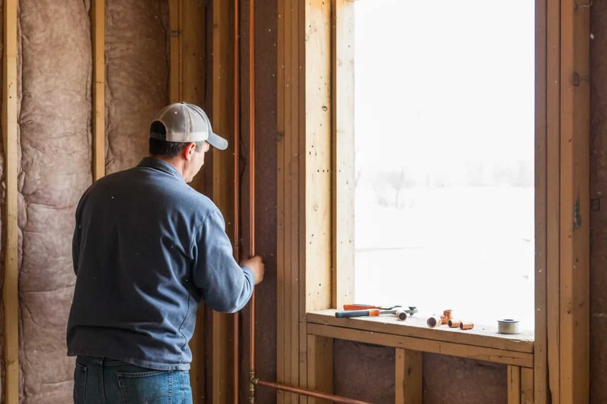 Licensed plumber running new copper supply lines in a Eddyville home
