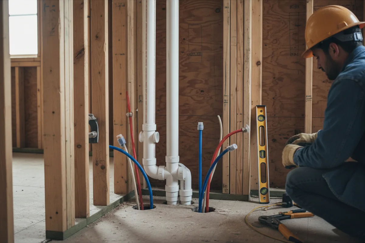 Drain and supply rough-in during Drain Cleaning in Eddyville